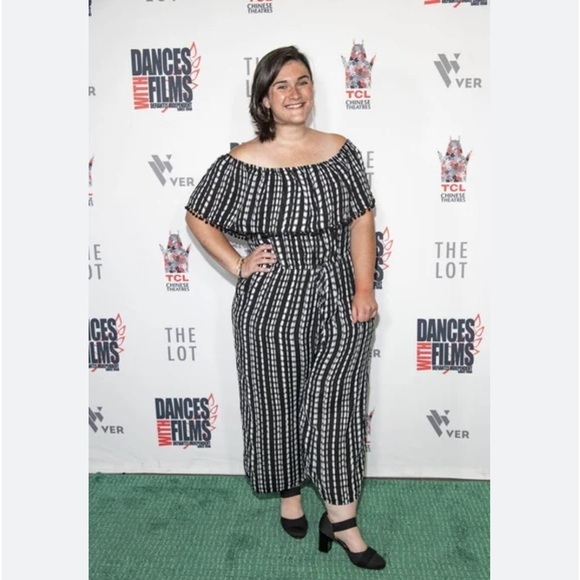 ROZ AND ALI BLACK AND WHITE WIDE LEG JUMPSUIT size 2X - Picture 1 of 13